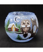 Christmas Easter Salzburg Hand Painted Tea Light Holder - Owl - TEMPORARILY OUT OF STOCK
